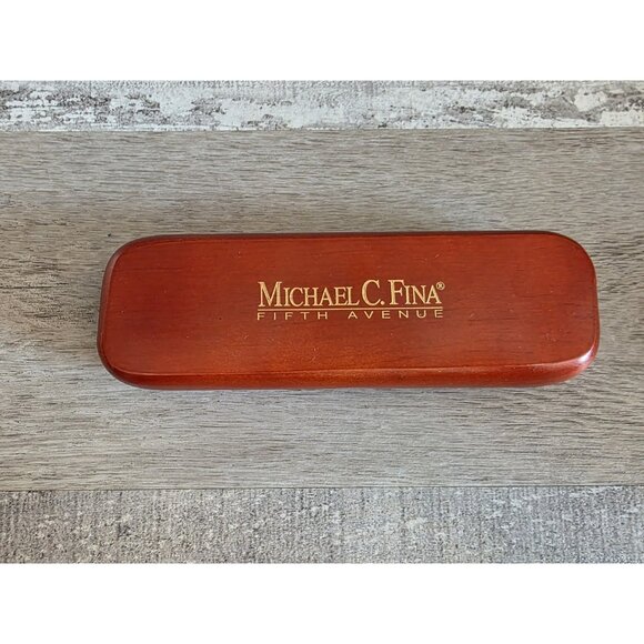 Michael C. Fina Fifth Avenue Wood Two Ballpoint Pen Set In Wood Box Retired b205 - Picture 1 of 9